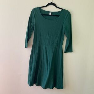 Old Navy emerald green fit and flare knee length long sleeve dress